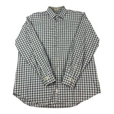 Peter Millar Men's Shirt, Long Sleeve Button Down, Blue Plaid, Cotton, Size XL