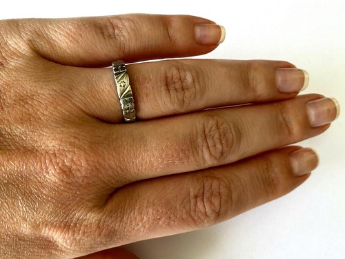 Vintage Platinum Etched Floral Ladies Ring Band Size 6 - Picture 4 of 12