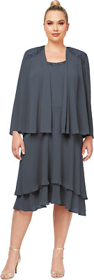 NEW $160 SZ 22W S.L. Fashions Women's Two-Piece Dress with Embellished  Jacket | eBay