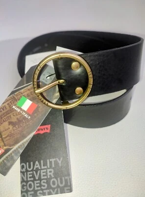 Ceinture Levi's Strauss Fille Enfants Taille 60 Noir En Cuir Bovin Véritable. - Photo 1/4