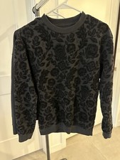 Zara Soft Rose Felt Texture Black Crewneck Sweatshirt Women's Small (c122)