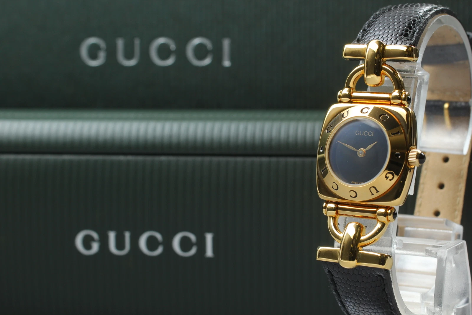 [NEUF/wBOX] GUCCI 6300L cadran noir fabrication suisse avec R Qz montre pour femme du JAPON Y085