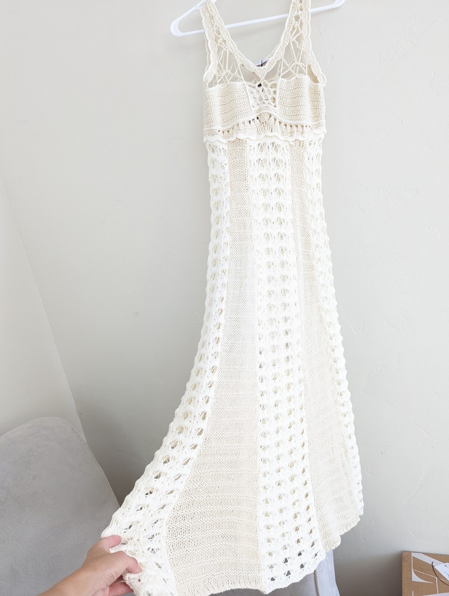 ZARA CROCHET KNIT DRESS LIMITED EDITION ECRU WHITE BEIGE S,M REF. 1957/005  NEW | eBay
