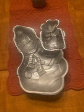 Lenox Yuletide Snowman Metal Serveware Chip and Dip Dish Tray NEW in Box 