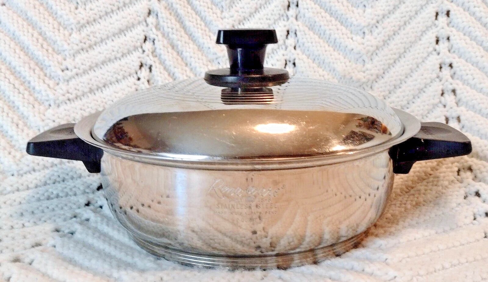 Renaware 2 Qt 8.5” Stock Pot Pan Lid Cookware Stainless Steel USA Rena Vintage