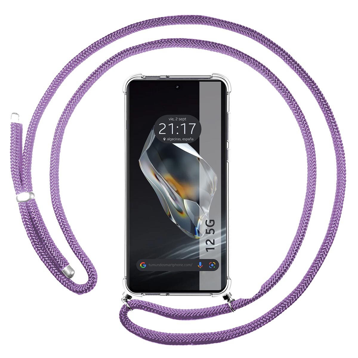 Cover Ciondolo Trasparente per Oneplus 12 5G Con Cordino Viola
