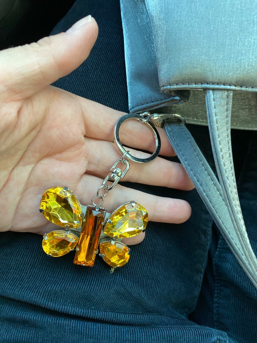Purse Charms Keychain Butterfly Purse clip Car Key Yellow Bling Butterfly