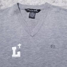 Travis Mathew Golf Sweater Mens L Merino Wool Blend V Neck Pullover Embroidered