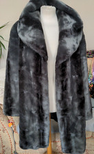 Dennis Basso Stunning Grey Faux Fur Coat Size Xl