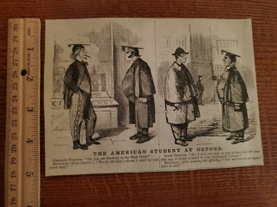 Harper's Weekly 1859 Cartoon Sketch THE AMERICAN STUDENT AT OXFORD