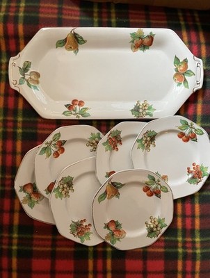 Picknick fertig - Vintage Soho Keramik Tee Kuchen/Sandwichplatte + 6 Seiten