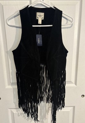 Forever 21 Boho Chic Festival Ready Leather Fringe Vest Small