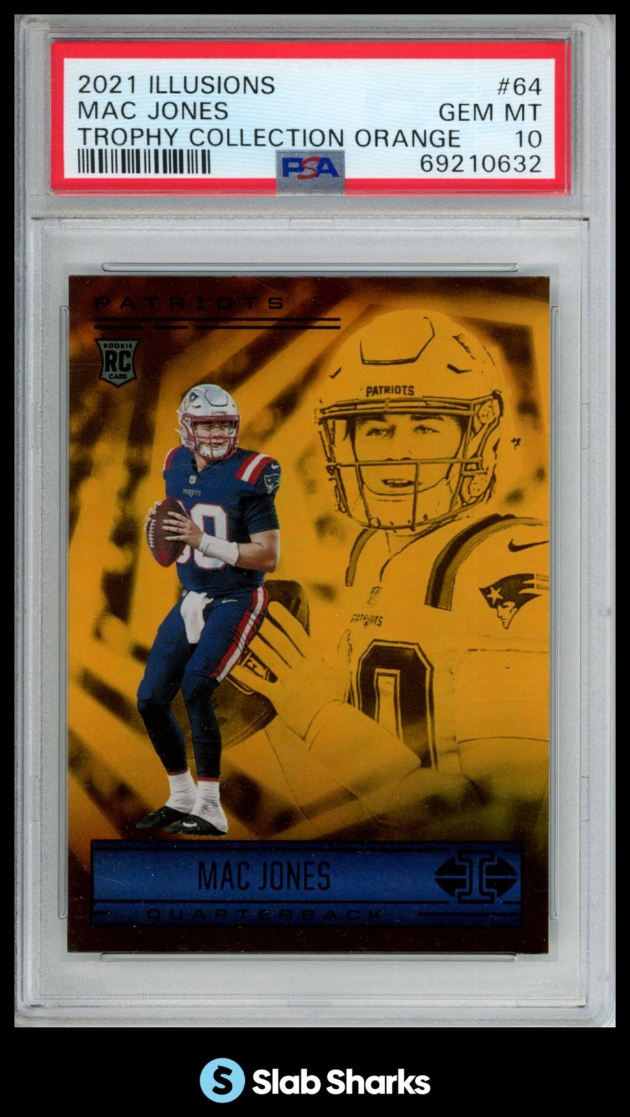 Mac Jones Panini Illusions #64 Trophy Collection Orange