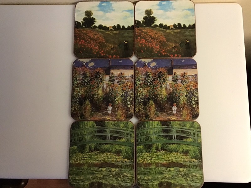 PIMPERNEL  COLLECTION  6 Cork Backed Coasters MONET in Original Box.