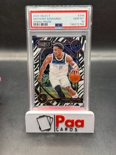 Baloncesto NBA Panini Select PSA 10 Anthony Edwards Timberwolfes Zebra Prizm