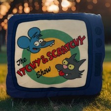 The Simpsons Itchy Scratchy Show Plush Pillow Universal Studios 12 x10"
