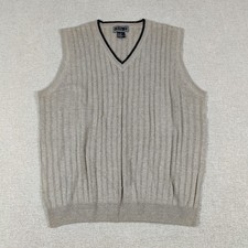VTG Bobby G by Ivy Crew Sweater Vest L Beige Cable Knit Silk Wool Blend Golf
