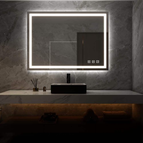 TOOLKISS 32"Hx40"W Rectangular Antiniebla Luz LED Pared Baño Tocador Espejo - Imagen 14 de 15