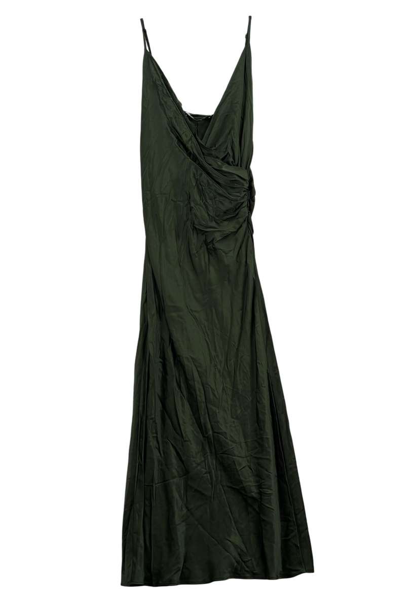 slim fit dress slacks Zara Women's Green Satin Slip Dress XS – Preworn main image 1