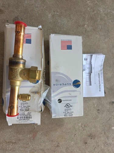 Superior Refrigeration Ball Valve 5/8 593WAS-15ST Brass Lot Of 2 