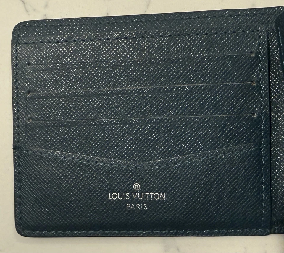 Authentic Louis Vuitton Damier Graphite 3D Multiple Wallet Navy Blue N60433 - Image 4 of 4