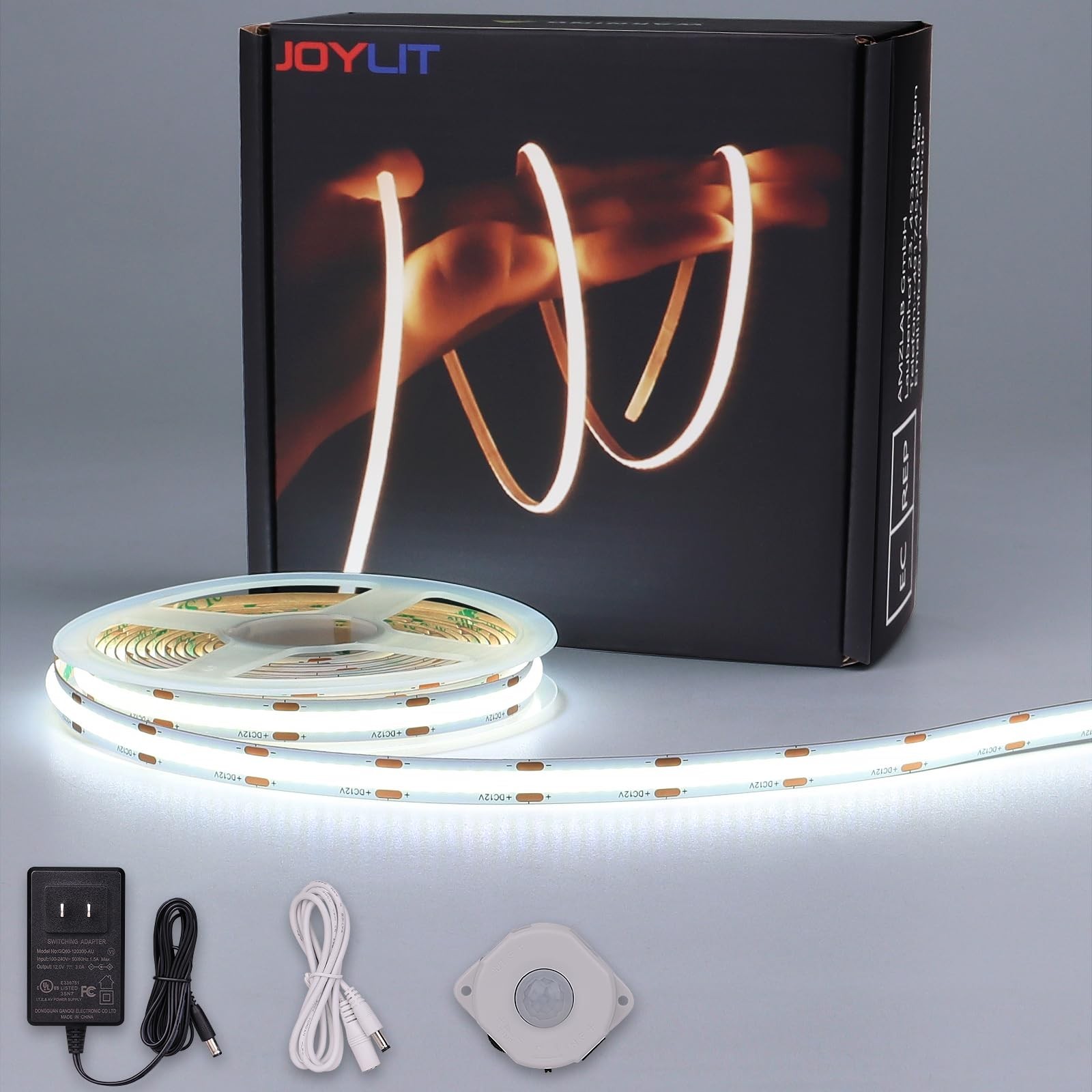 JOYLIT Motion Sensor COB LED Light Strip 16.4FT Cool White 6000K, Movement Ac.... Available Now for $37.48