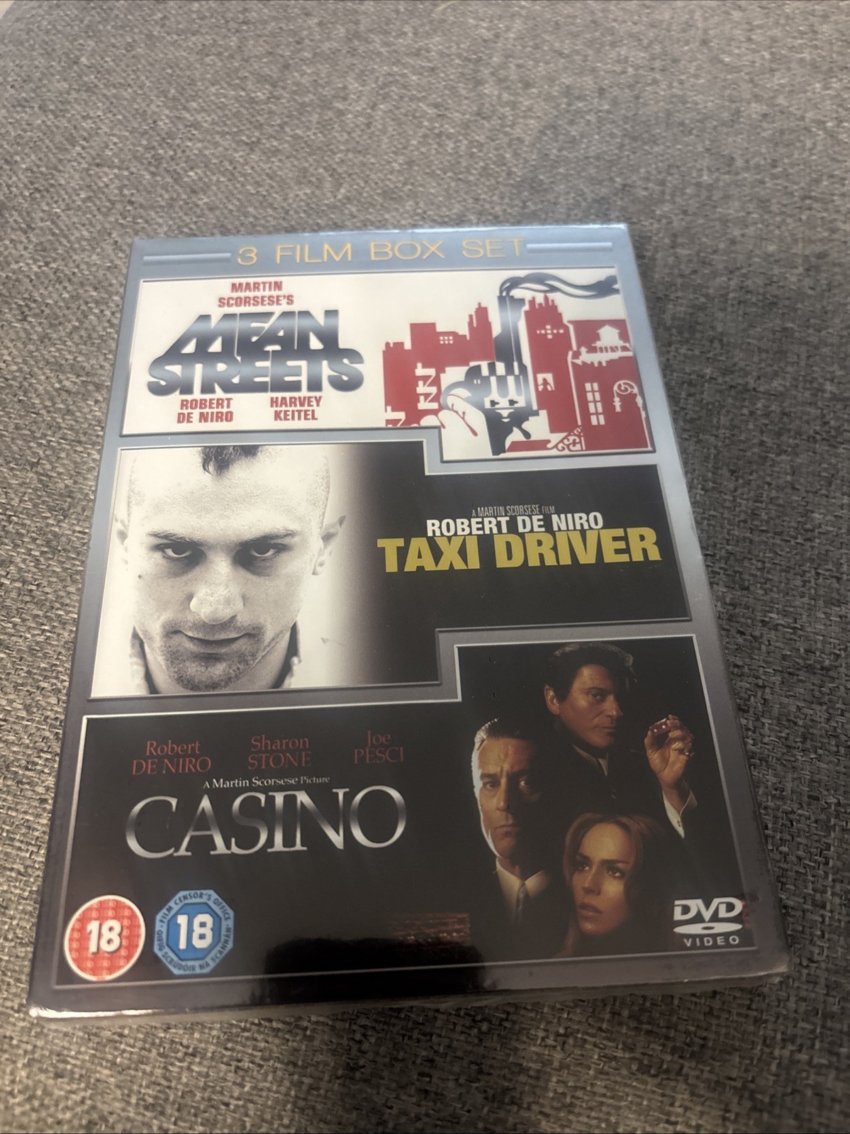 3 FILM BOX SET MEAN STREETS TAXI DRIVER CASINO ROBERT DE NIRO SCORSESE DVD - New