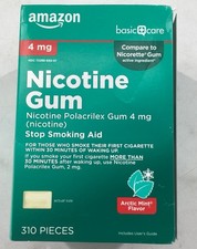 Amazon Basic Care Nicotine Polacrilex Gum 4mg, Mint, 310 Count EXP 10/2026
