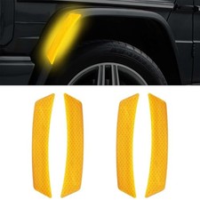 4PCS Car Wheel Eyebrow Reflective Stickers, Reflector Guard Trim Yellow-4Pcs