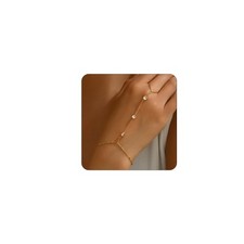 Hand Chain Bracelet for Women Dainty 18K Gold Plated Cubic Zirconia Rhinestone S