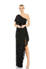 MAC DUGGAL ONE SHOULDER BEADED ASYMMETRICAL EVENING PROM DRESS SIZE 4 NWT $598