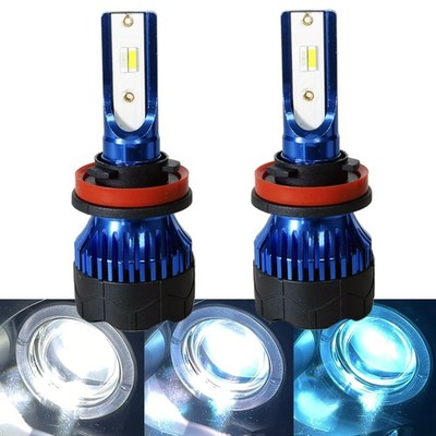 H11 10000K LED Kit Headlight Bulb Switchback 6K 8K 10K White Blue + Strobe Light