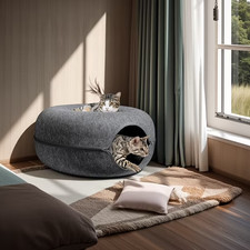 XL Cat Cave Tunnel Bed for Indoor Cats 24x24x...