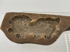VINTAGE ANTIQUE WOODEN BUTTER MOLD CAKE STAMP ANIMAL FOO DOG READ