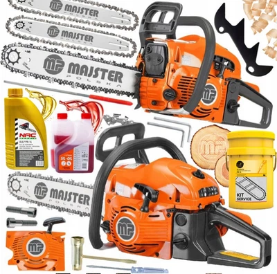 MAJSTER Motosierra gasolina motosierra 5,7 CV motosierra 58 cc 2 cadenas 2 espadas SET
