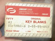 Lot of 47 Corbin Russwin Original  #2  Z1-59A1-6 Key Blanks
