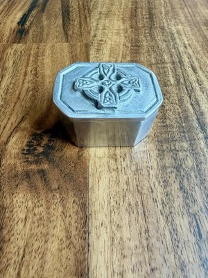Vintage Celtic Cross Trinket Box Gray Stone Resin Keepsake Box Summit White Box