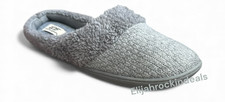 NEW WOMENS DEARFOAMS KNIT GREY SLIPPERS SIZE. XL 11-12