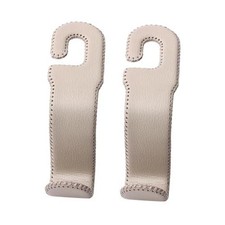 AMVOYOA Leather Car Hooks for Headrest - Fully Leather-Wrapped U-Shaped Beige