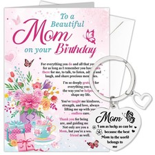 mom Birthday Card, Mother Birthday Card  Keyring Engraved for Mother Gifts, mom