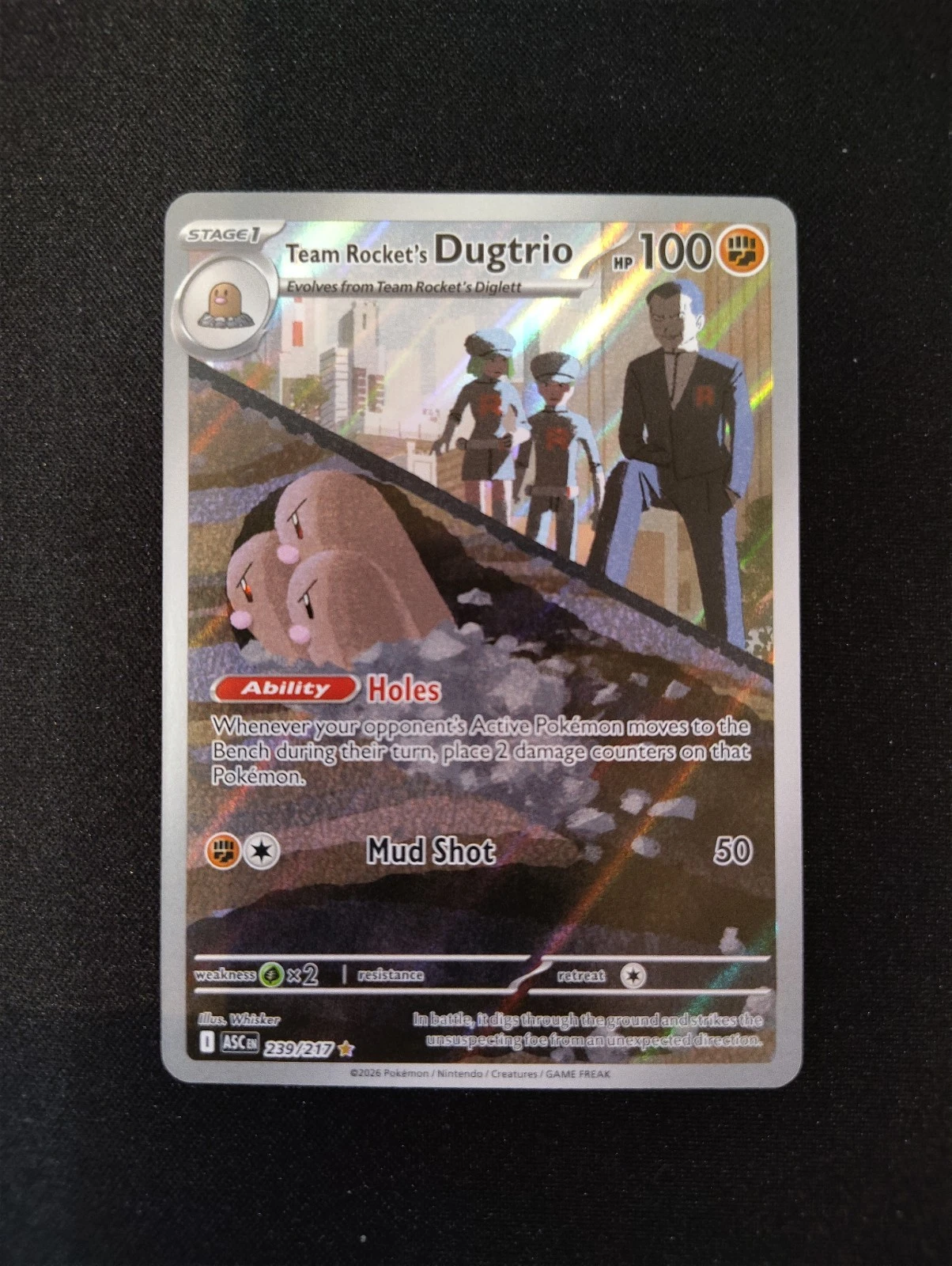 Team Rockets Dugtrio Stage 1 Full Art 239/217 Ascending Heroes Pokemon Card