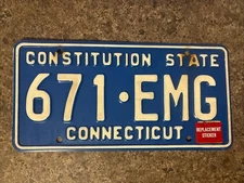 1990 Connecticut License Plate Replacement # 671-EMG