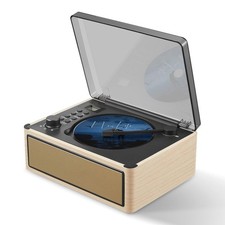 Portable CD Player with Speakers, Nostalgic Retro Natural White
