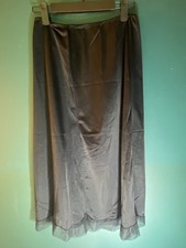 Vintage 1960s Van Raalte Black Nylon Half Slip Skirt Lace Hem Size Med