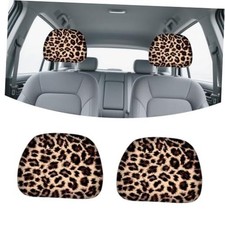2 Pcs Cheetah Print Car Seat Headrest Covers 10 11 Elastic Head Rest 2 Pcs Cheetah Print Car Seat Headrest Covers 10 11 Elastic Head Rest