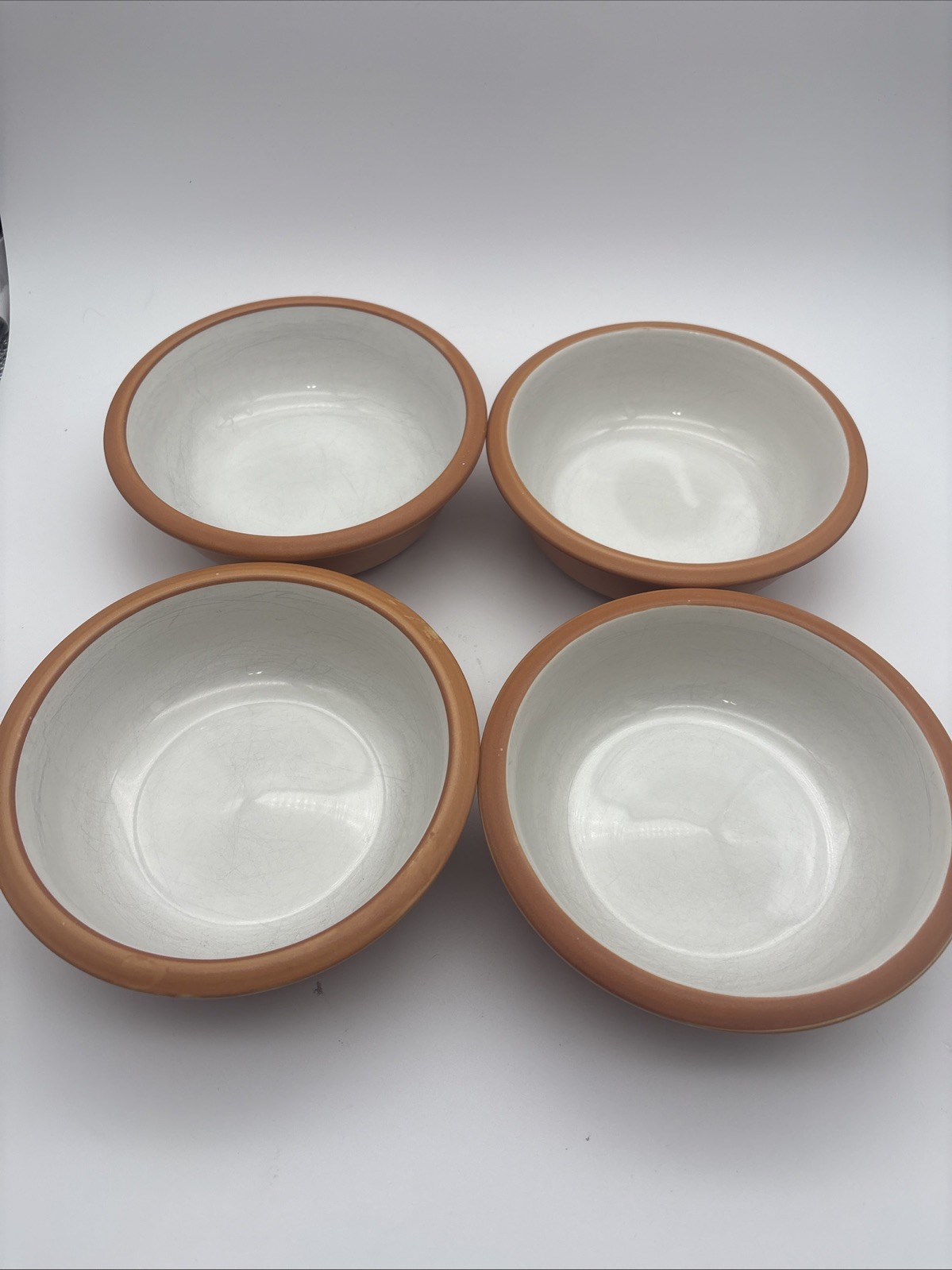 Crown Corning Sonora White Bowls Set 4 Japan Stoneware 1970’s  Vintage
