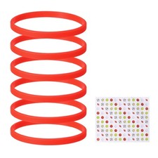 Silicone Bracelets, Solid Color Rubber Wristbands with Stickers 6 Pcs Red