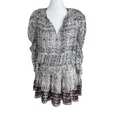 Ulla Johnson Anika Silk Smocked Drop Waist Mini Dress Boho Whimisical Size 6