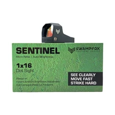 Swampfox Sentinel 1x16mm Micro Red Dot 3MOA Reflex Sight-Auto Brightnes For RMSc