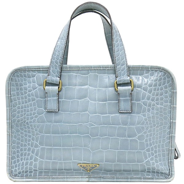 PRADA TESSUTO NYLON CROCO TOTE HAND BAG